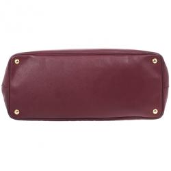 Pre Owned Prada Maroon Saffiano Lux Double-Zip Large Tote
