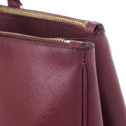 Pre Owned Prada Maroon Saffiano Lux Double-Zip Large Tote