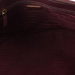 Pre Owned Prada Maroon Saffiano Lux Double-Zip Large Tote