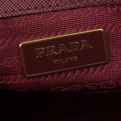 Pre Owned Prada Maroon Saffiano Lux Double-Zip Large Tote