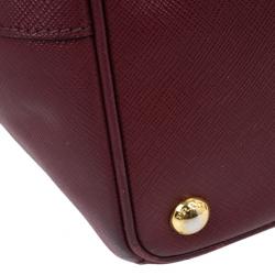 Pre Owned Prada Maroon Saffiano Lux Double-Zip Large Tote