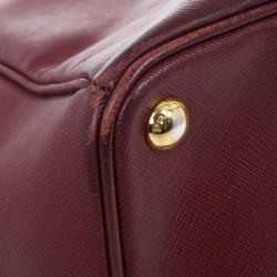 Pre Owned Prada Maroon Saffiano Lux Double-Zip Large Tote