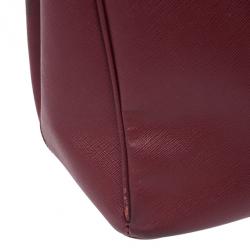 Pre Owned Prada Maroon Saffiano Lux Double-Zip Large Tote