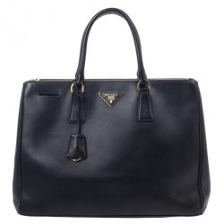 مملوكة مسبقًا Prada Black Saffiano Lux Double Zip Tote
