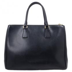 مملوكة مسبقًا Prada Black Saffiano Lux Double Zip Tote