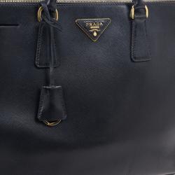 مملوكة مسبقًا Prada Black Saffiano Lux Double Zip Tote