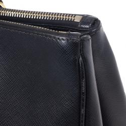مملوكة مسبقًا Prada Black Saffiano Lux Double Zip Tote