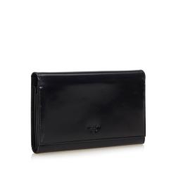 Pre Owned Prada Black Leather Continental Wallet