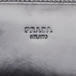 Pre Owned Prada Black Leather Continental Wallet