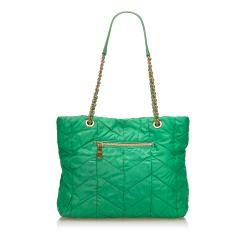 Pre Owned Prada Green Quilted Tessuto Nylon Shopper Tote