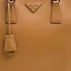 Pre Owned Prada Caramel Saffiano Lux Leather Large Double Zip Tote