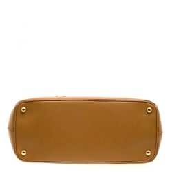 Pre Owned Prada Caramel Saffiano Lux Leather Large Double Zip Tote