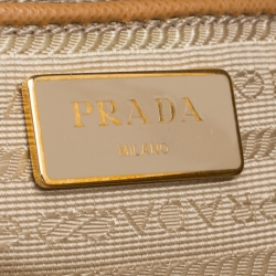 Pre Owned Prada Caramel Saffiano Lux Leather Large Double Zip Tote