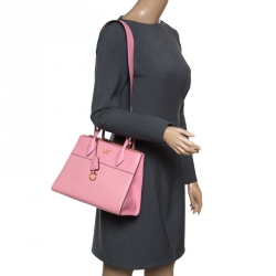 Pre Owned Prada Pink Saffiano Leather Top Handle Bag