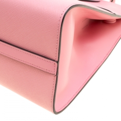 Pre Owned Prada Pink Saffiano Leather Top Handle Bag