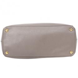 Pre Owned Prada Grey Argilla Saffiano Lux Double Zip Tote