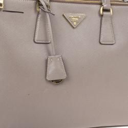 Pre Owned Prada Grey Argilla Saffiano Lux Double Zip Tote