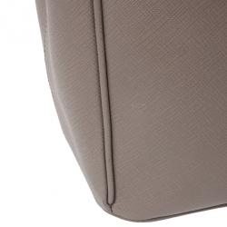 Pre Owned Prada Grey Argilla Saffiano Lux Double Zip Tote