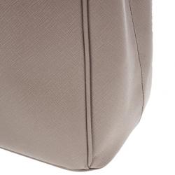 Pre Owned Prada Grey Argilla Saffiano Lux Double Zip Tote