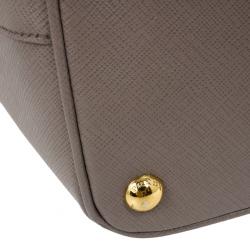 Pre Owned Prada Grey Argilla Saffiano Lux Double Zip Tote