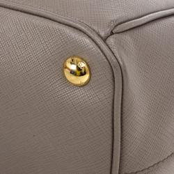 Pre Owned Prada Grey Argilla Saffiano Lux Double Zip Tote