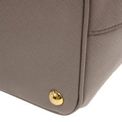 Pre Owned Prada Grey Argilla Saffiano Lux Double Zip Tote