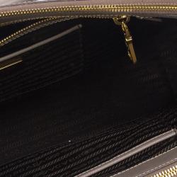 Pre Owned Prada Grey Argilla Saffiano Lux Double Zip Tote