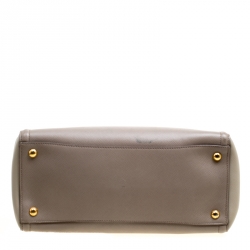 Pre Owned Prada Two Tone Taupe Saffiano Lux  Leather Shopper Tote