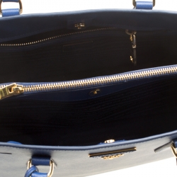 Pre Owned Prada Blue Saffiano Lux Leather Medium Tote