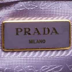 Pre Owned Prada Lilac Saffiano Lux Leather Mini Double Zip Tote