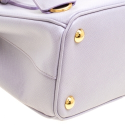 Pre Owned Prada Lilac Saffiano Lux Leather Mini Double Zip Tote