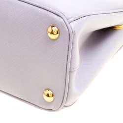 Pre Owned Prada Lilac Saffiano Lux Leather Mini Double Zip Tote