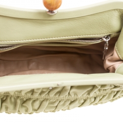 Pre Owned Prada Pistachio Nappa Gaufre Leather Frame Clutch