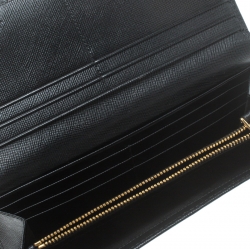 Pre Owned Prada Black Saffiano Metal Leather Continental Wallet