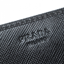 Pre Owned Prada Black Saffiano Metal Leather Continental Wallet