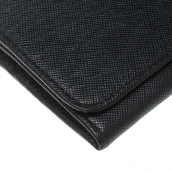 Pre Owned Prada Black Saffiano Metal Leather Continental Wallet