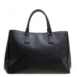 Pre Owned Prada Black Saffiano Lux Leather Large Gardener's Tote