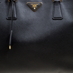 Pre Owned Prada Black Saffiano Lux Leather Large Gardener's Tote