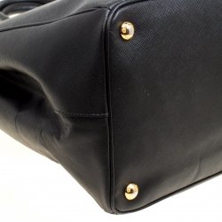 Pre Owned Prada Black Saffiano Lux Leather Large Gardener's Tote