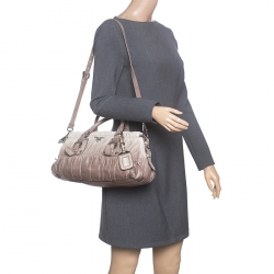 Pre Owned Prada Beige/Grey Ombre Nappa Gaufre Leather Top Handle Bag