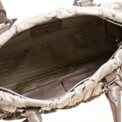 Pre Owned Prada Beige/Grey Ombre Nappa Gaufre Leather Top Handle Bag