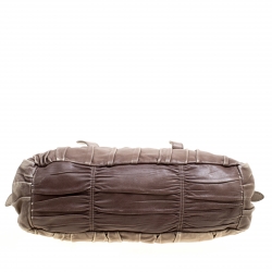 Pre Owned Prada Beige/Grey Ombre Nappa Gaufre Leather Top Handle Bag