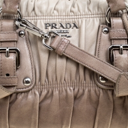 Pre Owned Prada Beige/Grey Ombre Nappa Gaufre Leather Top Handle Bag