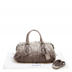 Pre Owned Prada Beige/Grey Ombre Nappa Gaufre Leather Top Handle Bag