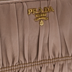 Pre Owned Prada Beige Nappa Gaufre Leather Zip Around Wallet