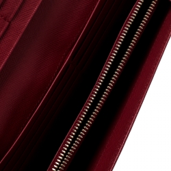 Pre Owned Prada Red Saffiano Leather Continental Wallet