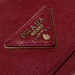 Pre Owned Prada Red Saffiano Leather Continental Wallet