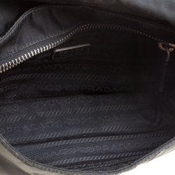 Pre Owned Prada Black Nylon and Leather Flap Shoulder Bag