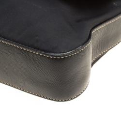 Pre Owned Prada Black Nylon and Leather Flap Shoulder Bag