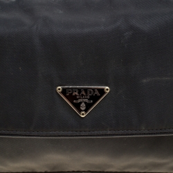 Pre Owned Prada Black Nylon and Leather Flap Shoulder Bag